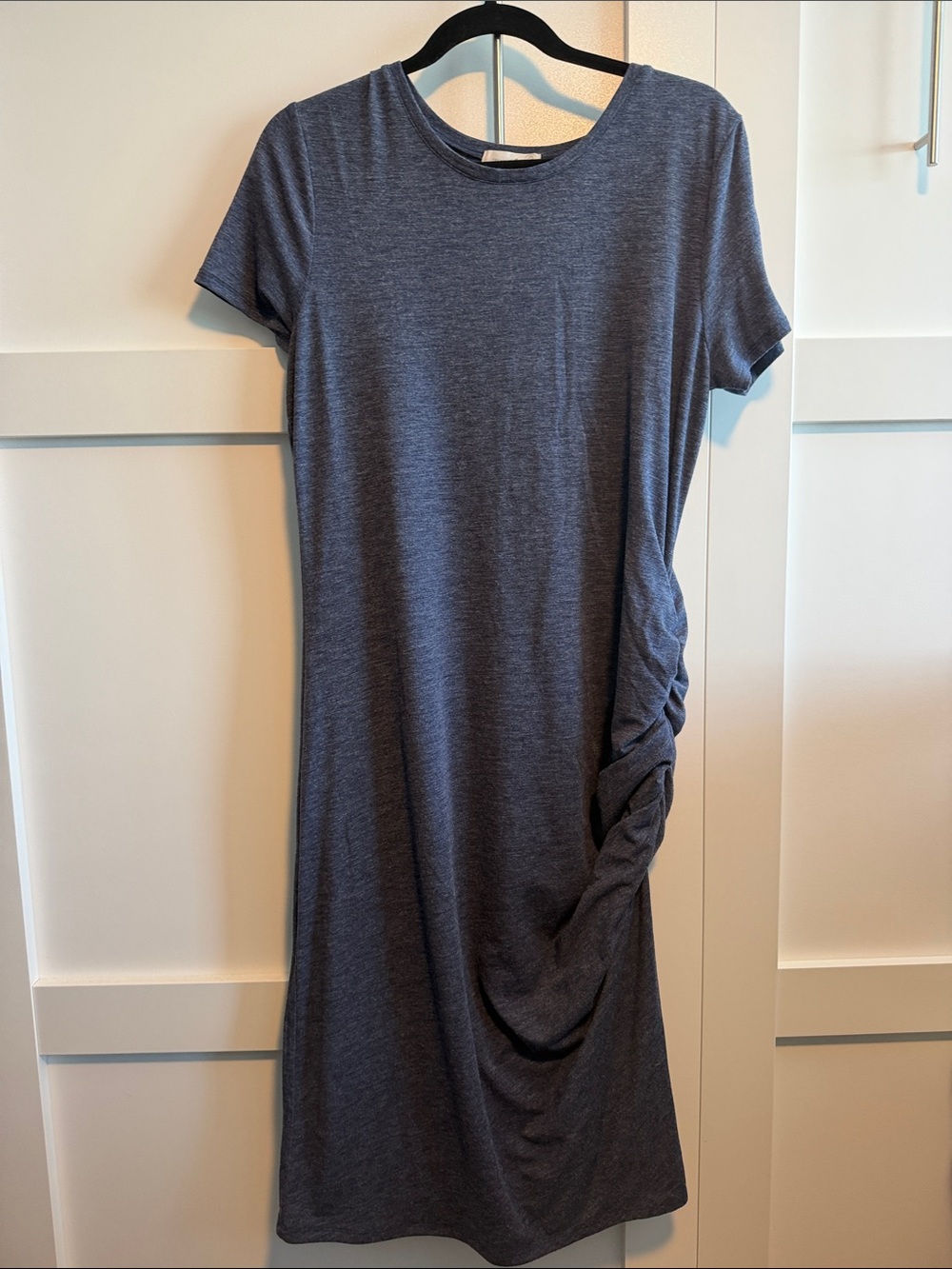 Treasure & Bond Navy Heather Crewneck Rusched Dress